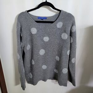 Apt. 9 Gray and Silver Polka Dot Spsrkle Sweater, Size PXL